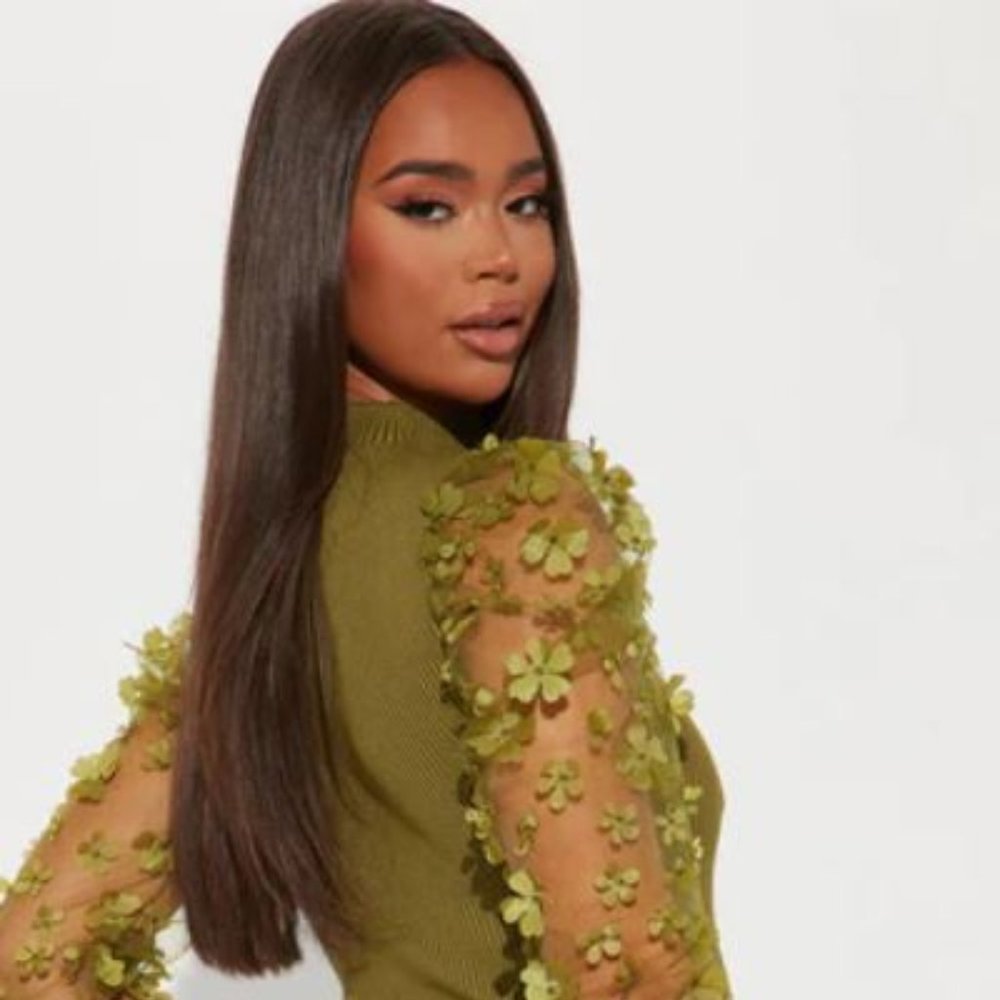 Sheer Luck Sweater Midi Dress - Green